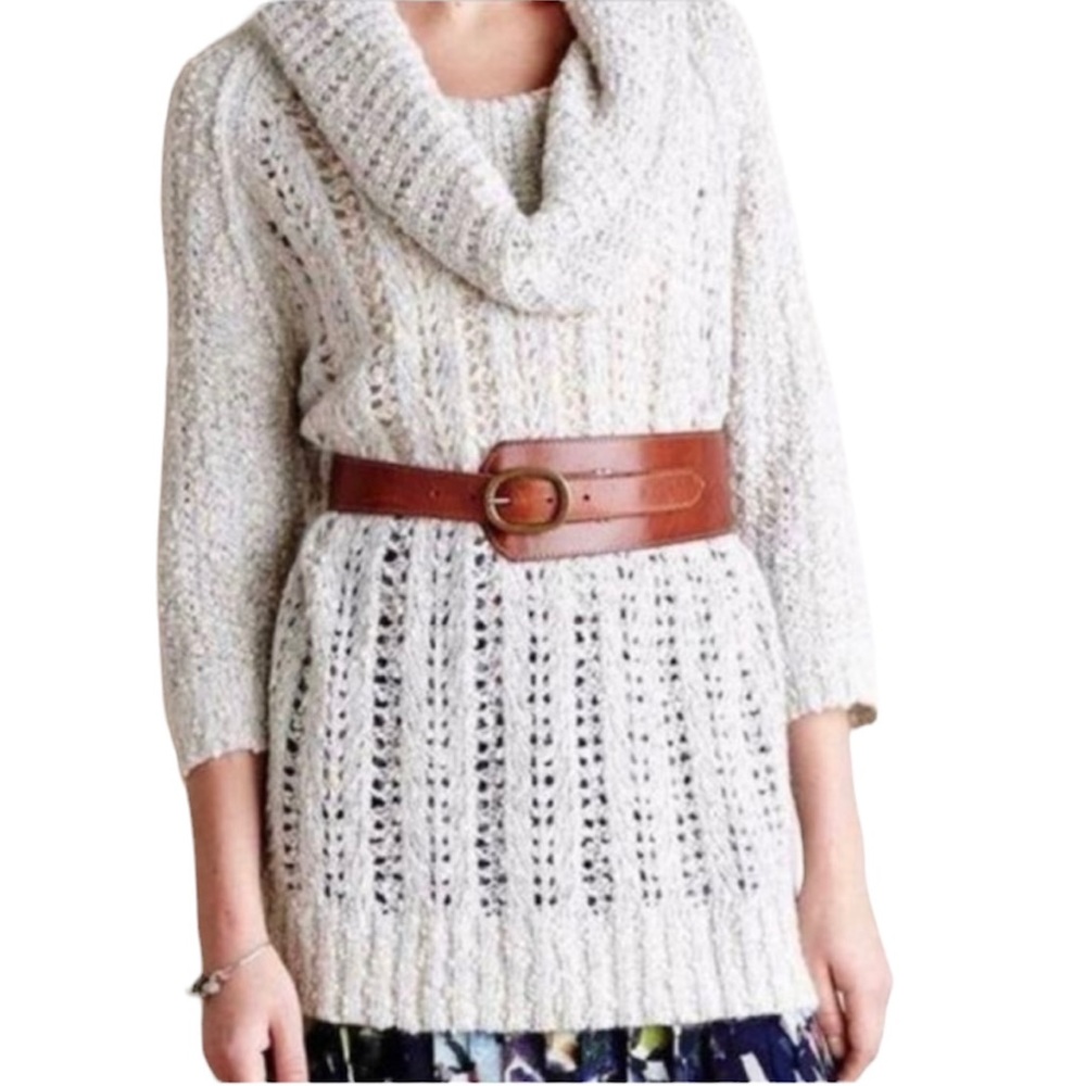 Anthropologie Sleeping On Snow Cowl Neck Open Knit Sweater